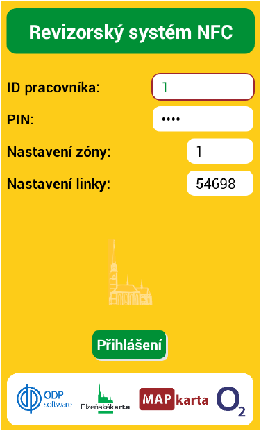 Přihlašovací obrazovka v aplikaci PMDP Revizor