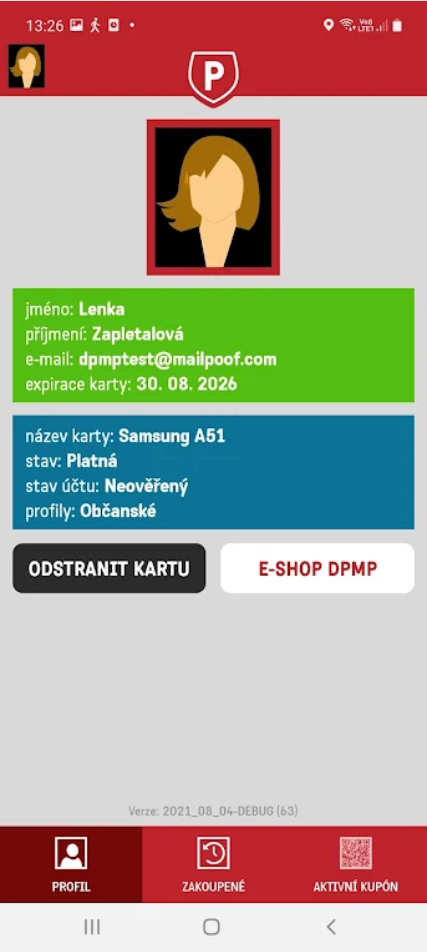 Profil v aplikaci ViPKA