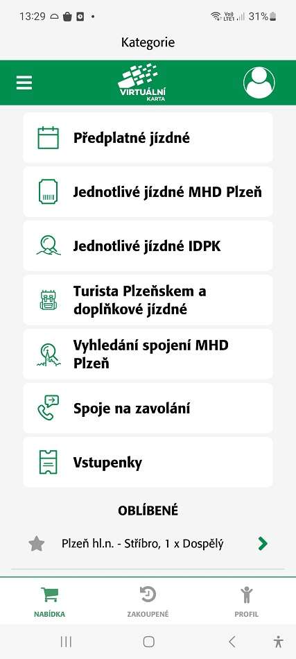 Plzeňské menu v aplikaci Virtuální karta